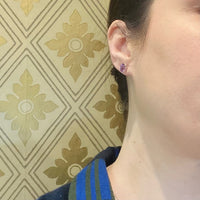 Purple Amethyst in Sterling Silver Artisan Stud Earrings