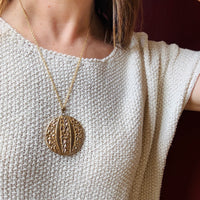 Large Gold Filled Locket with Engraved Forget-Me-Nots