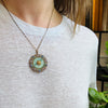 Ornate Chinese Aventurine & Enamel Silver Gilt Necklace