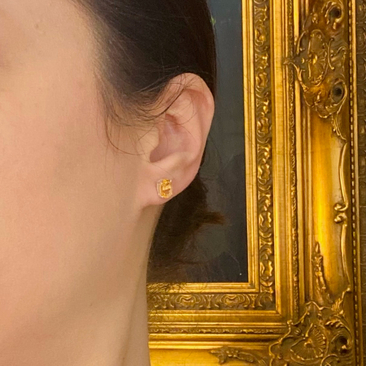 Sunny Citrine in Sterling Silver Artisan Stud Earrings