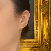 Sunny Citrine in Sterling Silver Artisan Stud Earrings