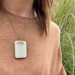 Stone & Gold Pendant Carved with Scholar