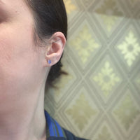 Iolite Cabochons in Sterling Silver Artisan Stud Earrings