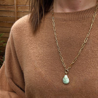 Chubby Little Jade Buddha in 14k Gold Frame