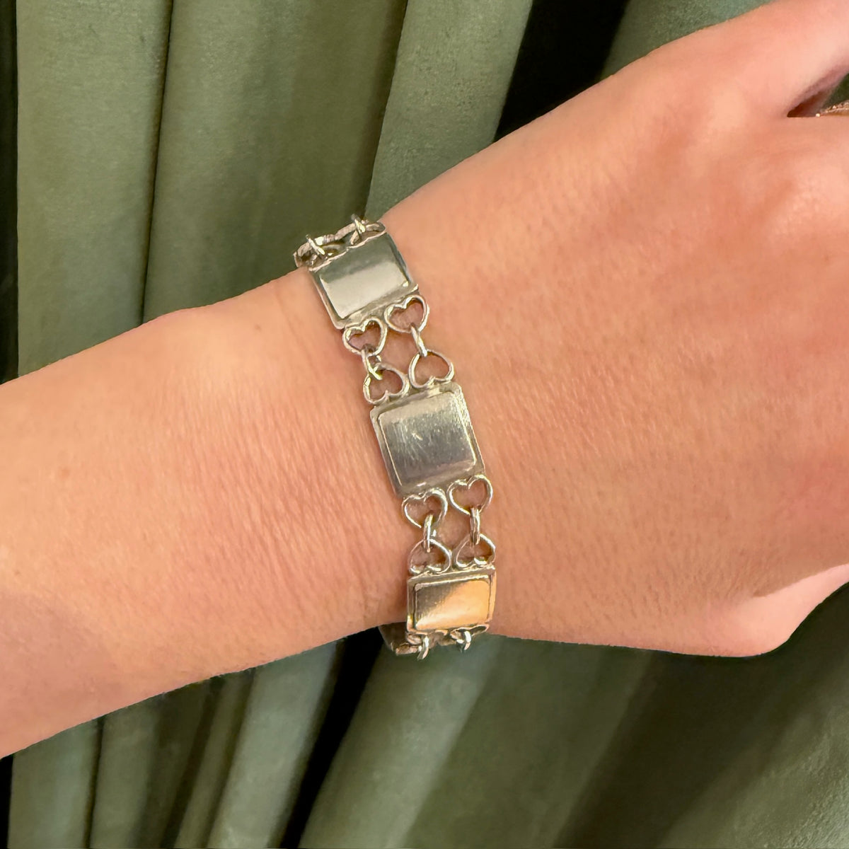 Danish Modern G Jensen Squares & Hearts Bracelet #70