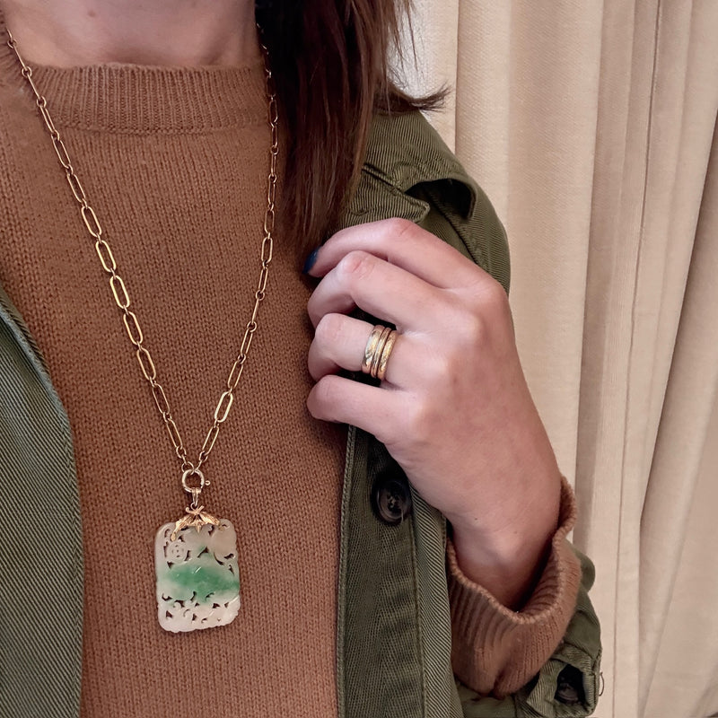 Early Bat & Fruit Tree Jade with 14k Gold Bale