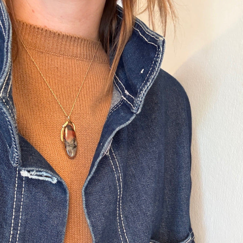 Breathtaking Agate in Gold Pendant by Kay Johnson