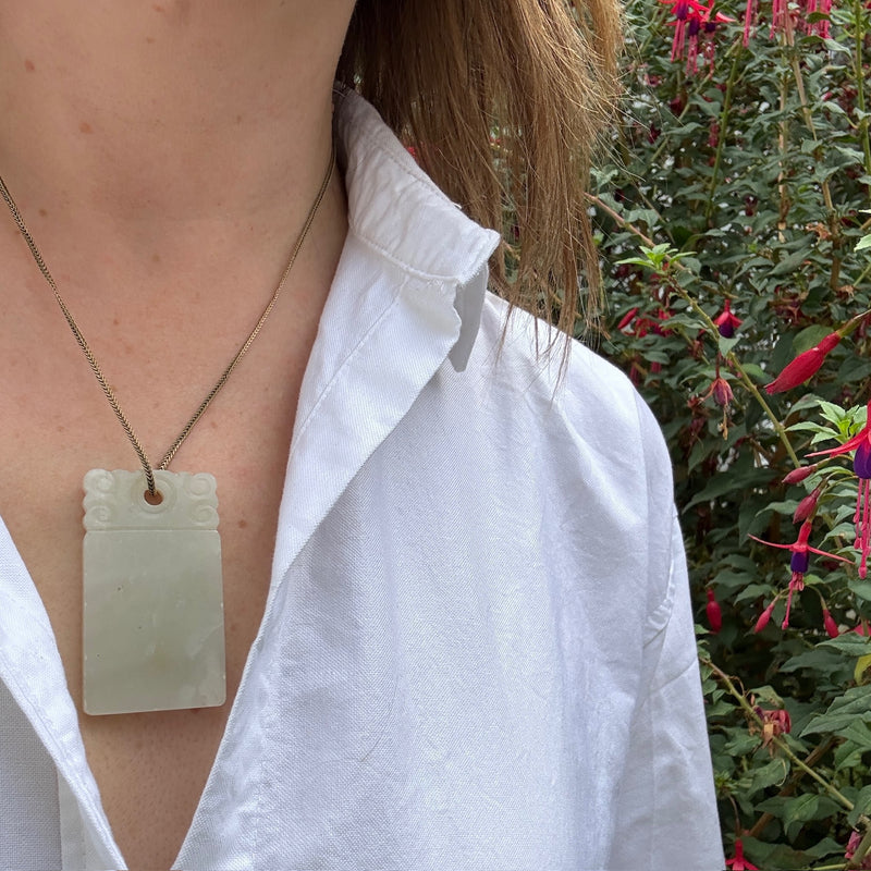 Dreamy Clouds & Coins Antique Jade Pendant