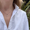 Dainty Platinum Pendant with Diamonds & Pearl
