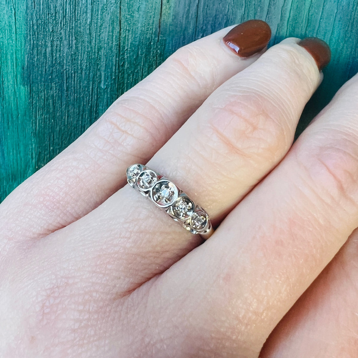 Cheerful Two-Tone Gold & Diamond New Old Stock Band
