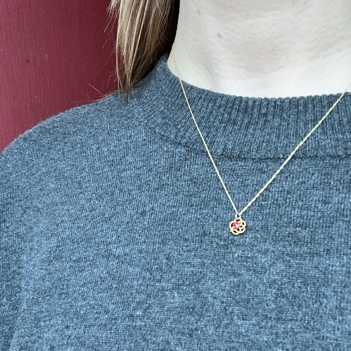 Love Witch Gold & Ruby Love Knot/ Pentagram Pendant
