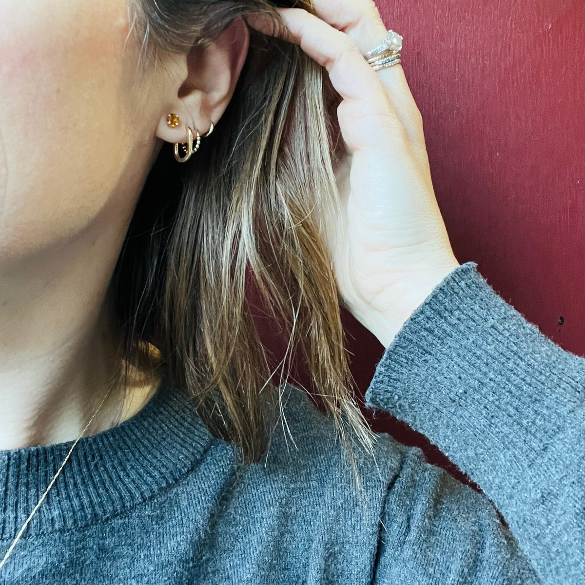 Whiskey-Colored Citrine Stud Earrings