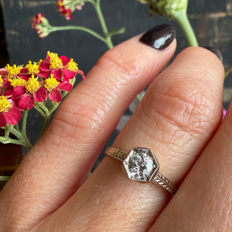 Deco Filigree OMC Diamond Ring