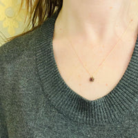 Engraved Gold & Garnet Wee Love Knot Necklace