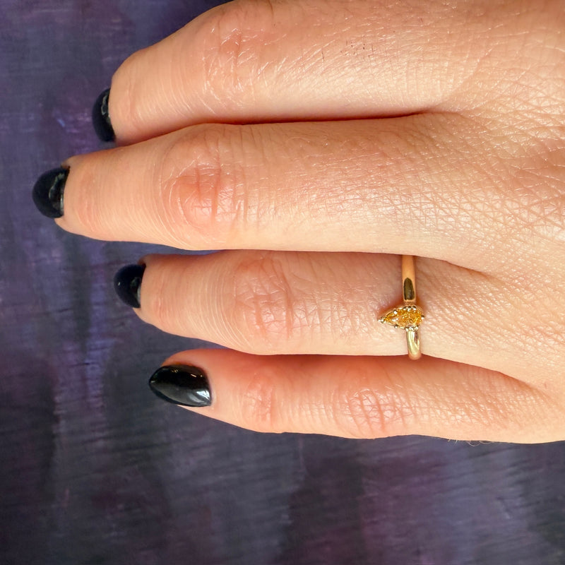 Fancy Orange Pear Diamond Solitaire