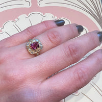 Cushion Cut Garnet and Rose Cut Diamonds