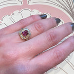 Cushion Cut Garnet and Rose Cut Diamonds