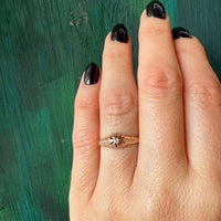 Pretty Gold Old Mine Cut Diamond 19thc Ring
