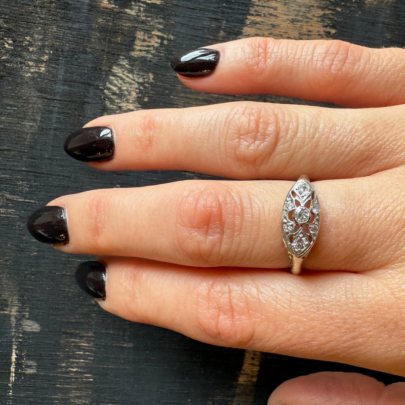 Platinum on Gold Beautiful Diamond Set Ring