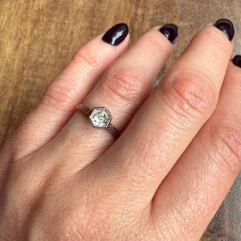 Deco Filigree OMC Diamond Ring