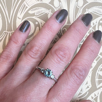 Mid Century Platinum Aquamarine & Diamond Engagement Ring