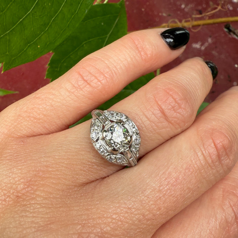 Gorgeous 1930s Platinum OEC Diamond Ring