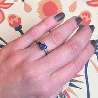 French Cut Sapphire in Recycled Platinum Solitaire