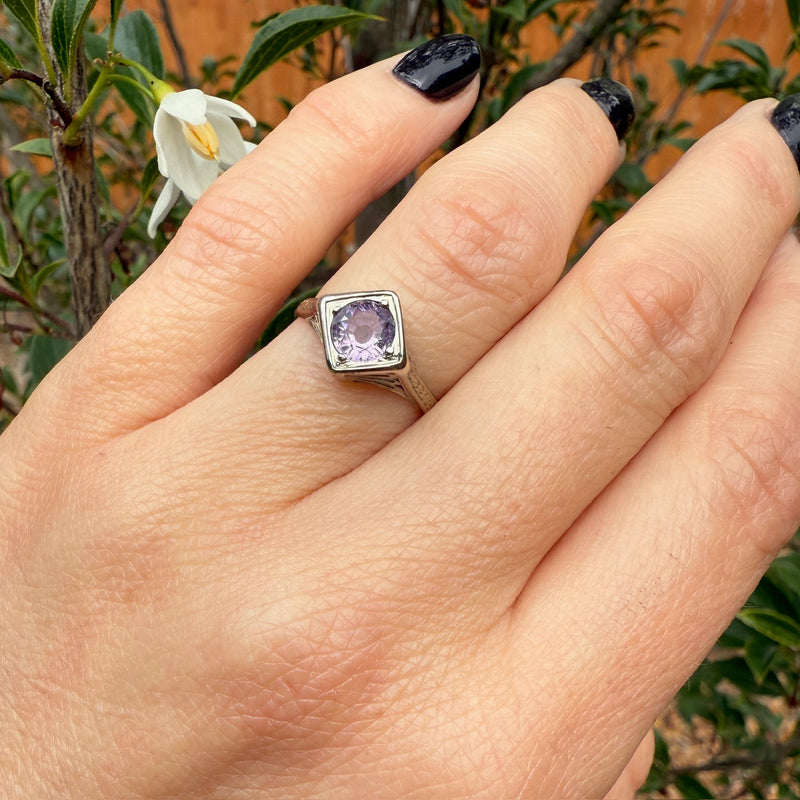 Vintage Butterfly Filigree Amethyst Ring