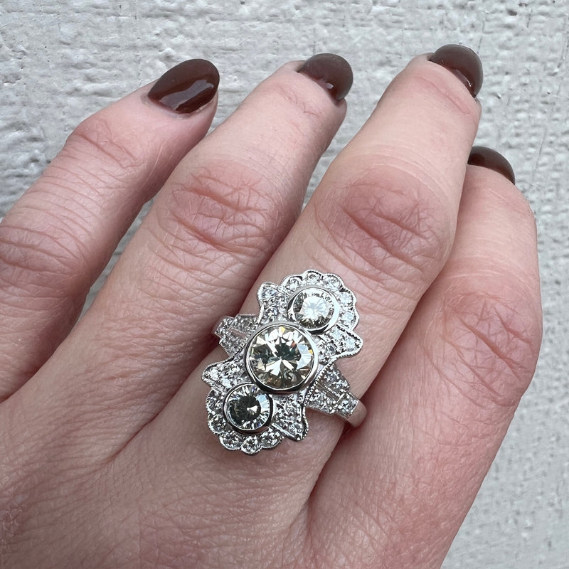 Astonishing Art Deco Style Diamond Dinner Ring