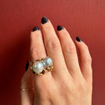 Magical Modernist Toi et Moi Silver Pearl & Gold Ring
