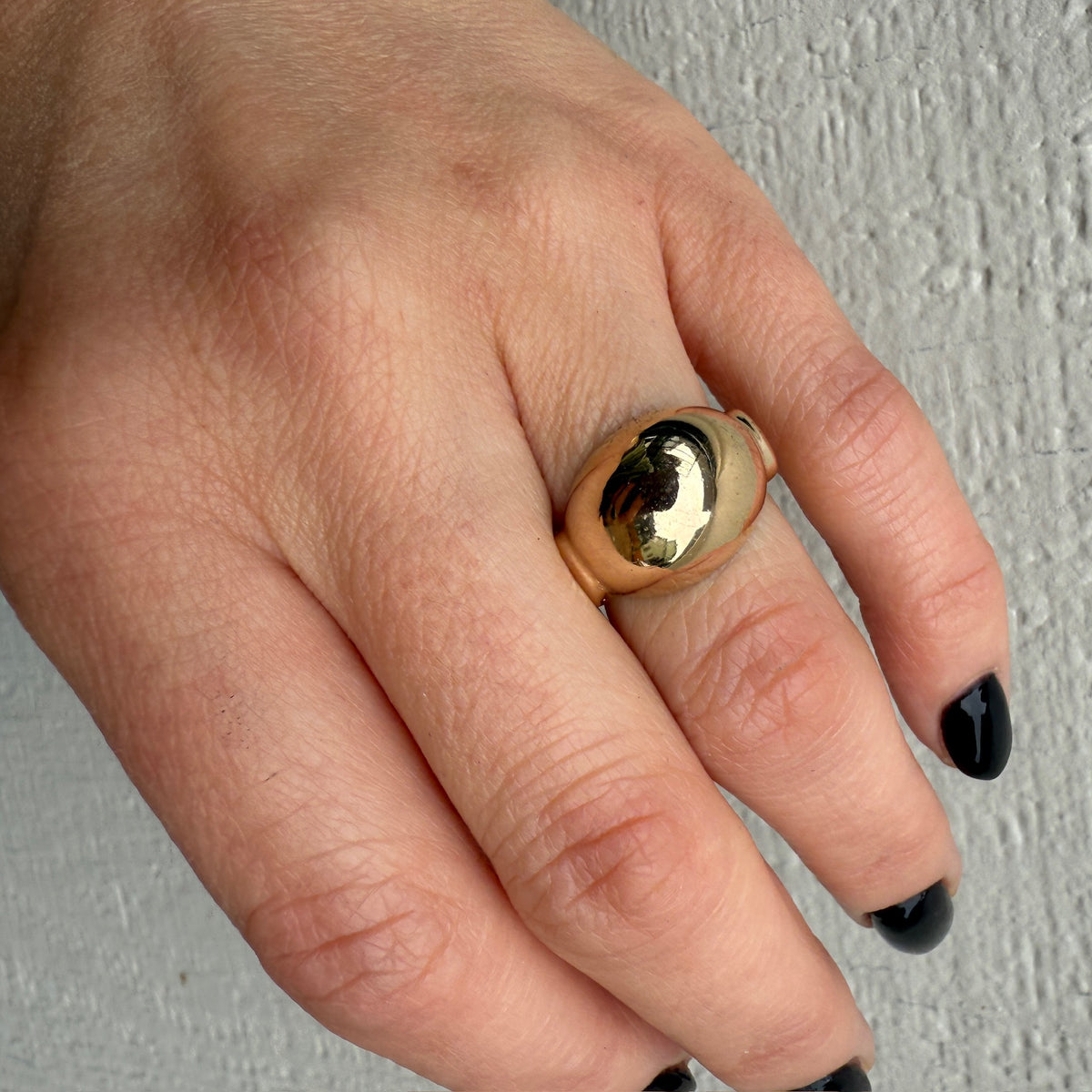 14k Gold Dome Ring with Retro Details