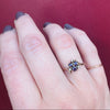 Amethyst and Pearl Cluster in Victorian Bypass Ring