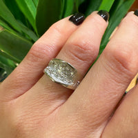 Convex White Gold Band with Star-Set Diamonds