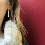 Two-Tone Gold & Diamond Slinky Retro Earrings