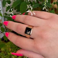 Swanky Mid Century Onyx Signet with Diamond Accent