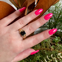 Sophisticated Mid Century Onyx & Gold Signet Ring