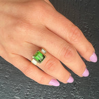 Artisan Tourmaline & Baguette Diamond Ring by 720