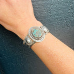 Dramatic 1950s Sterling & Turquoise Cuff Bracelet