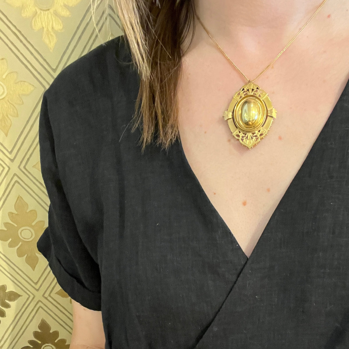 Fabulous 18k Egyptian Revival Locket with Hair Work
