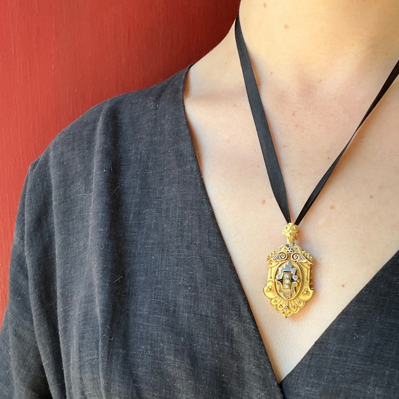 Victorian Gold & Pearl Pendant with Receiving Locket