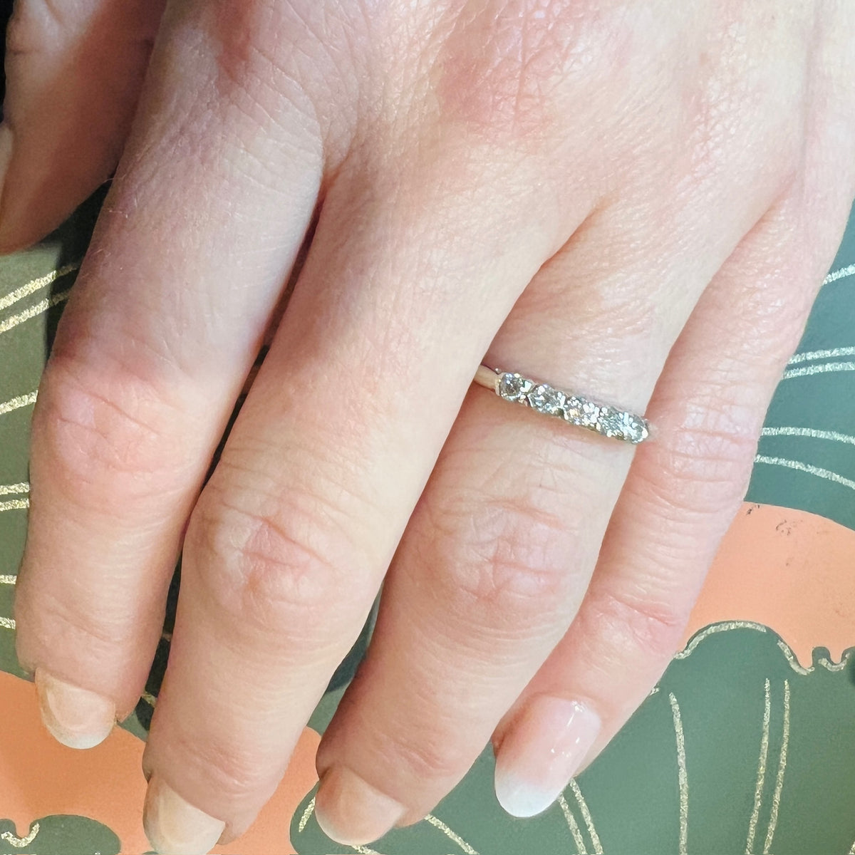 Graceful Five Diamond White Gold Wedding Band