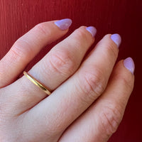 Slim 18k Gold Band with Deep Half Round Exterior