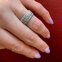 Impressive Three Row Diamond & Platinum Retro Band