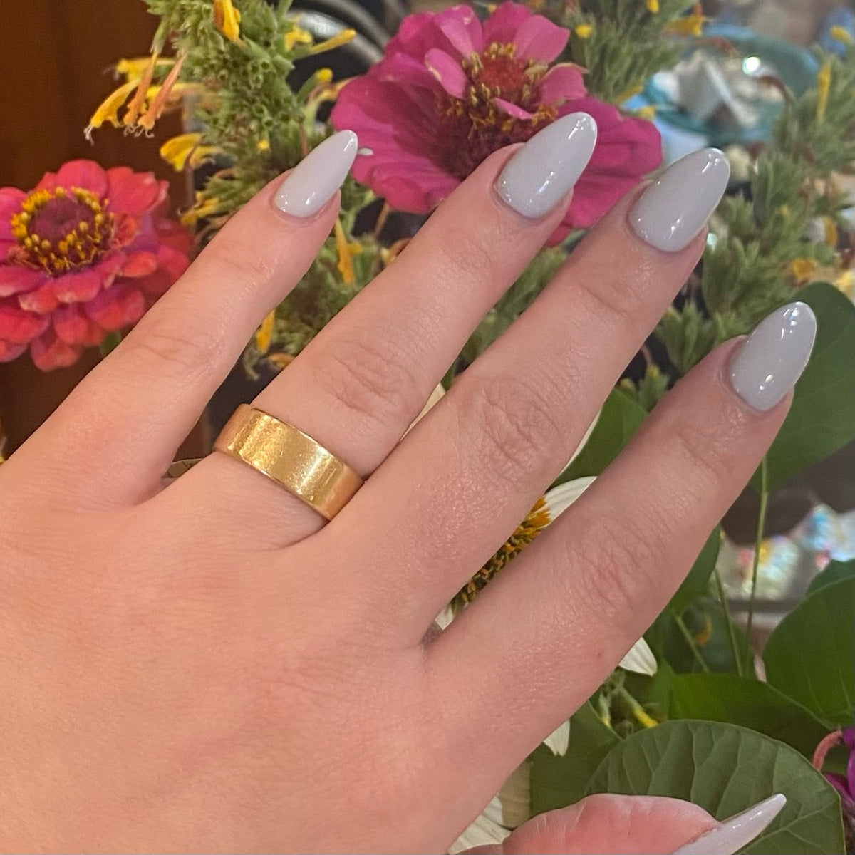 Wide Flat 14k Gold Wedding Band Size 9.75