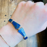 Elegant Lapis Inlay & 950 Silver Panel Bracelet