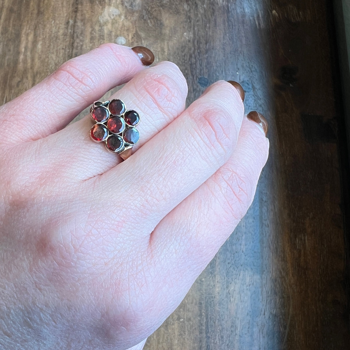 Darling Daisy Antique Garnet & Gold Ring