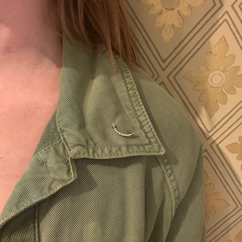 Petite Pearl & Gold Crescent Moon Pin