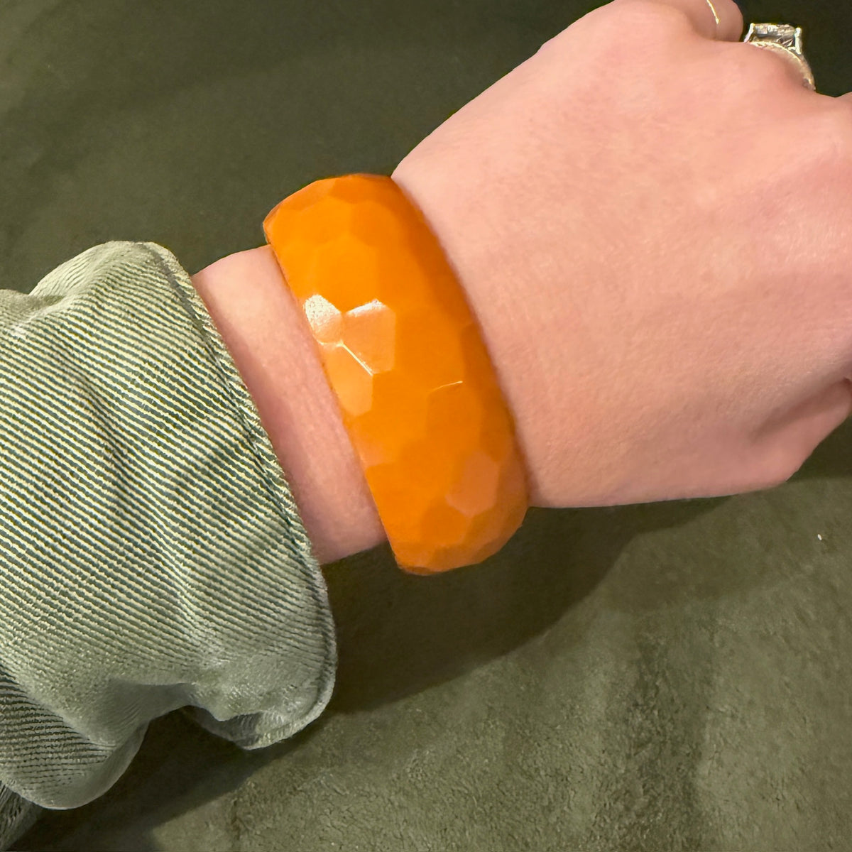 Funky Faceted Butterscotch Bakelite Bangle Bracelet