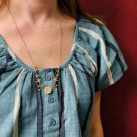 Delicate Gold & Pearl Flower Swag Necklace