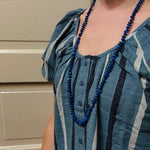 Lapis Lazuli Nugget Beads on Blue Silk